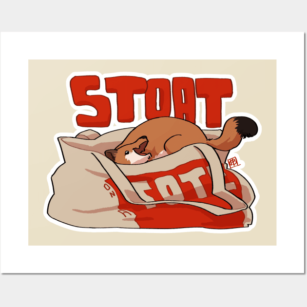 Stoat on a tote Wall Art by Weebstick